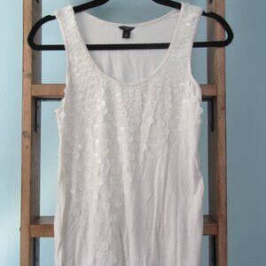 Ann Taylor Cream Tank Top with Circular Embellishments in Size SP